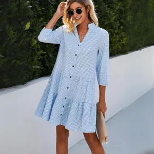 Mason | Gingham Button-Up Summer Mini Dress – Breezy & Light beach vibe
