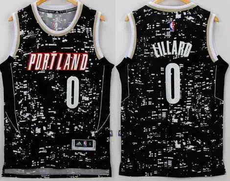 Men 0 Damian Lillard Jersey City Black Portland Trail Blazers Swingman