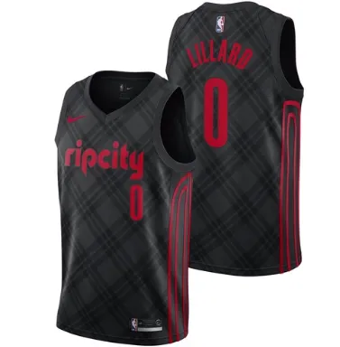 Men 0 Damian Lillard Jersey Rip City Black Portland Trail Blazers Fanatics