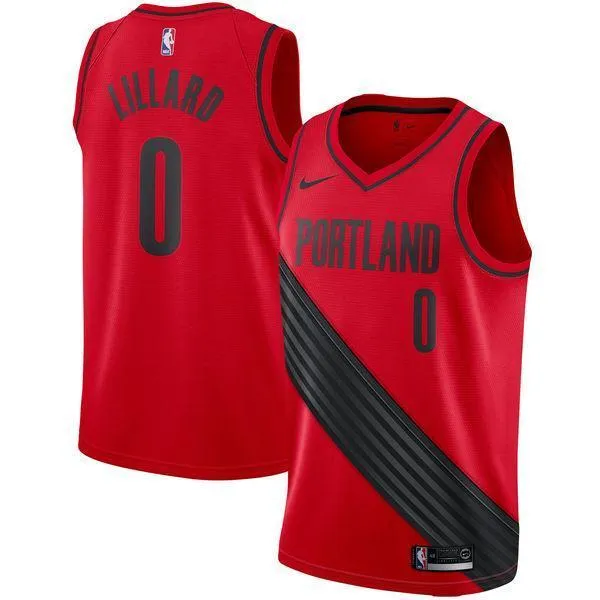 Men 0 Damian Lillard Swingman Jersey Red Portland Trail Blazers Fanatics