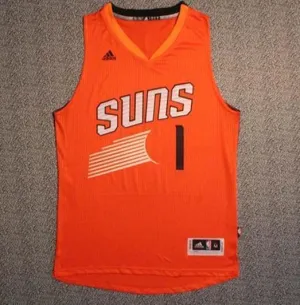 Men 1 Devin Booker Jersey Orange Phoenix Suns Throwback Swingman Jersey