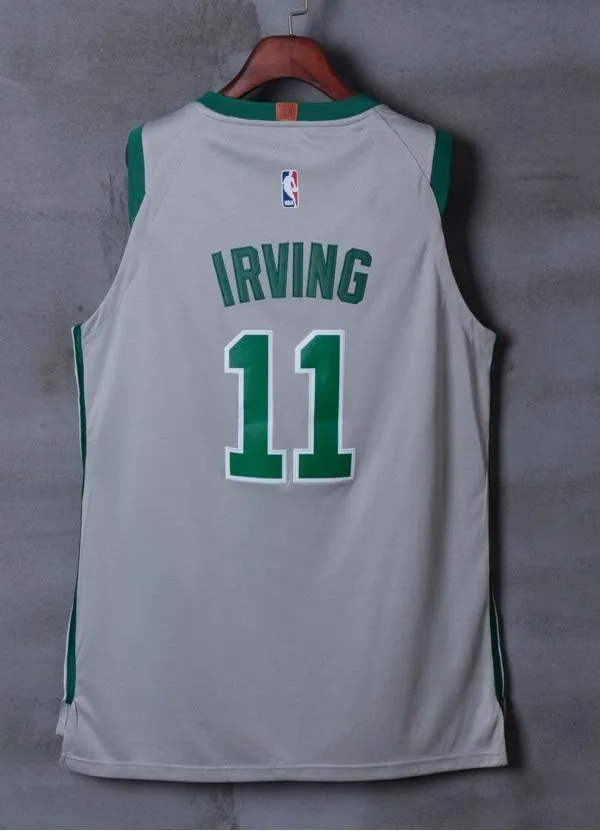 Men 11 Kyrie Irving Celtics Jersey Gray City Edition Authentic Player