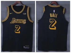 Men 2 Lonzo Ball Jersey Black Los Angeles Lakers Jersey Swingman Player