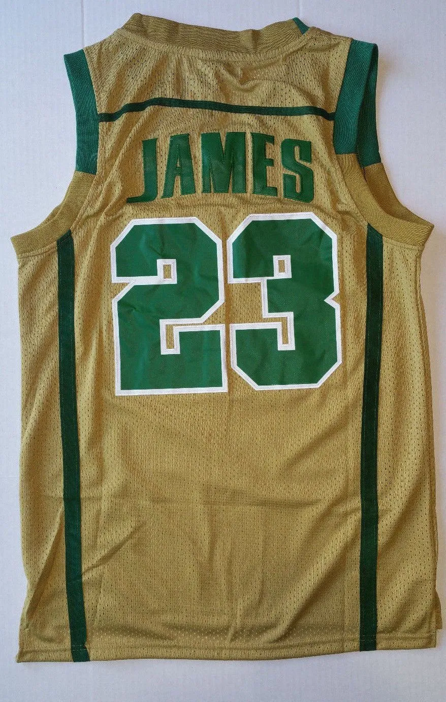 Men 23 Lebron James Swingman Jersey Gold Mary IRISH High School Jersey