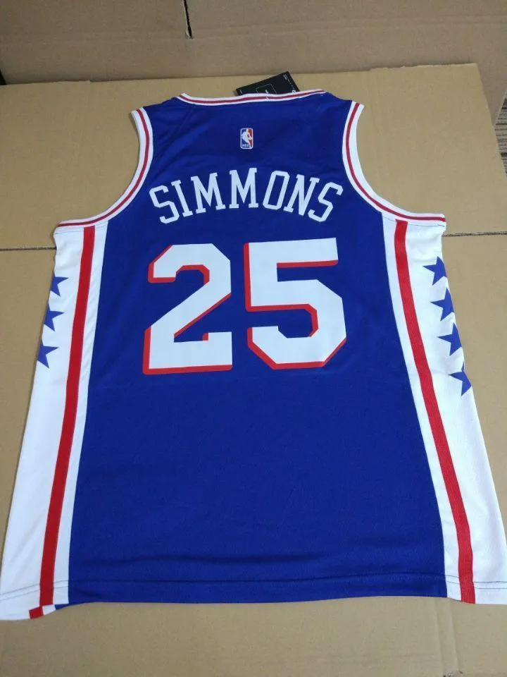 Men 25 Ben Simmons 76ers Jersey Blue Philadelphia 76ers Jersey Swingman