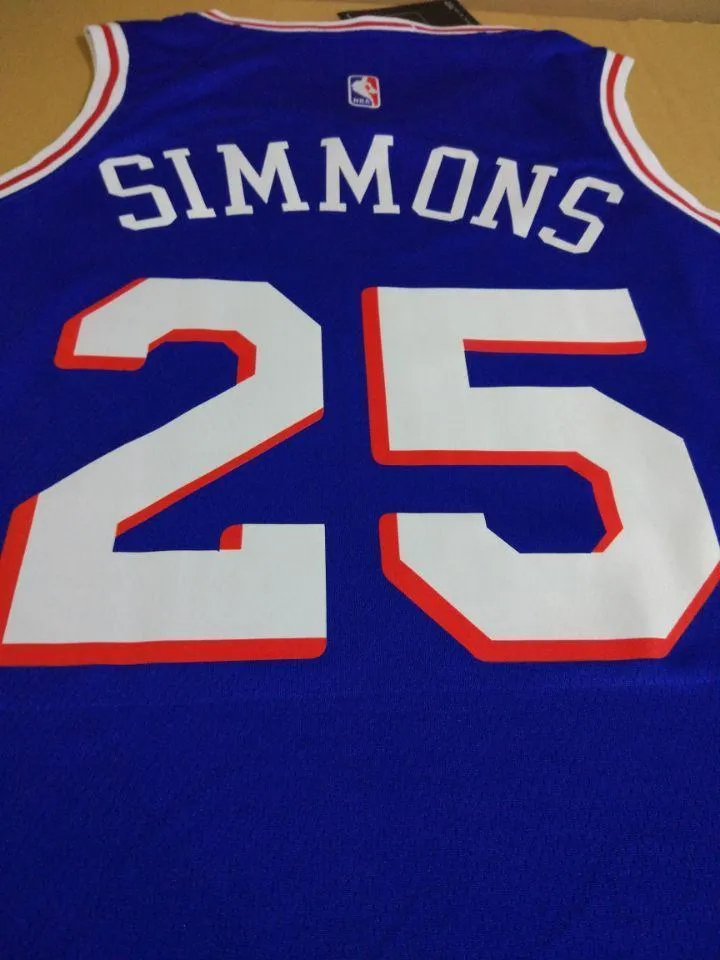 Men 25 Ben Simmons 76ers Jersey Blue Philadelphia 76ers Jersey Swingman