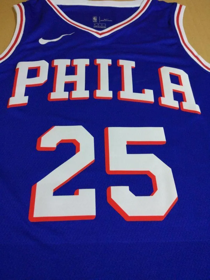 Men 25 Ben Simmons 76ers Jersey Blue Philadelphia 76ers Jersey Swingman