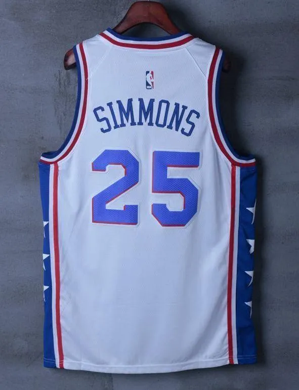 Men 25 Ben Simmons Jersey White Philadelphia 76ers Jersey Swingman Fanatics