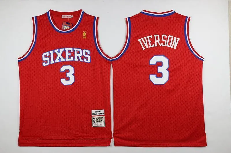 Men 3 Allen Iverson Jersey Red Philadelphia 76ers Jersey Fanatics