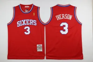Men 3 Allen Iverson Jersey Red Philadelphia 76ers Jersey Fanatics