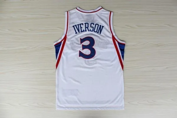 Men 3 Allen Iverson Jersey White Philadelphia 76ers Jersey Fanatics