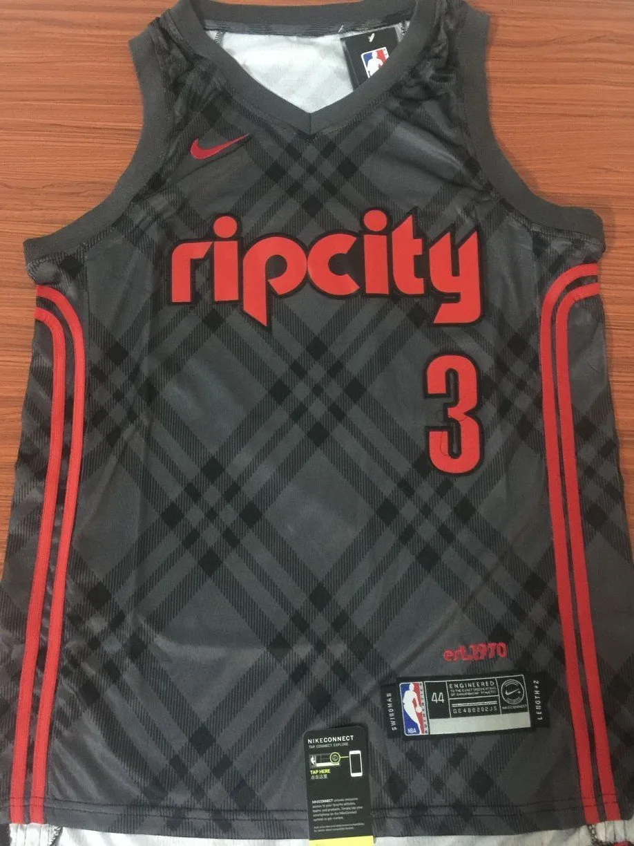 Men 3 C J McCollum Jersey Rip City White Portland Trail Blazers Jersey