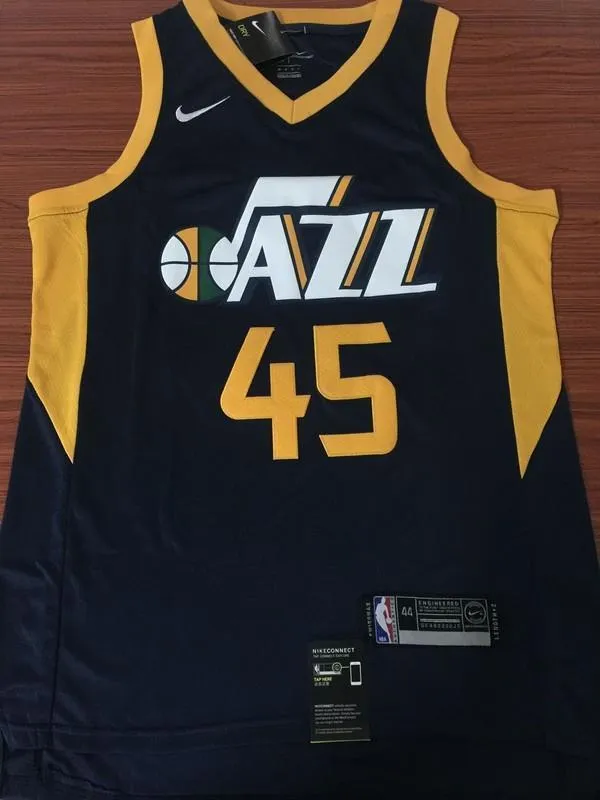 Men 45 Donovan Mitchell Jersey Black Utah Jazz Jersey Fanatics Swingman