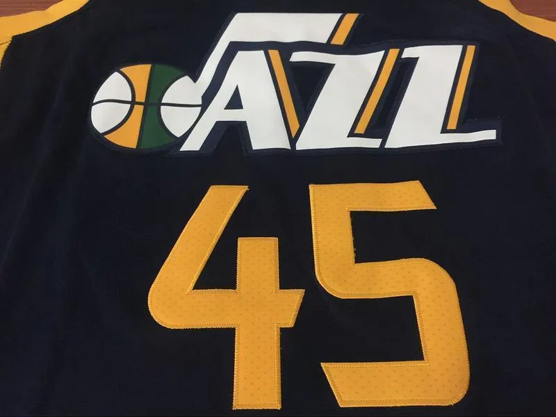 Men 45 Donovan Mitchell Jersey Black Utah Jazz Jersey Fanatics Swingman