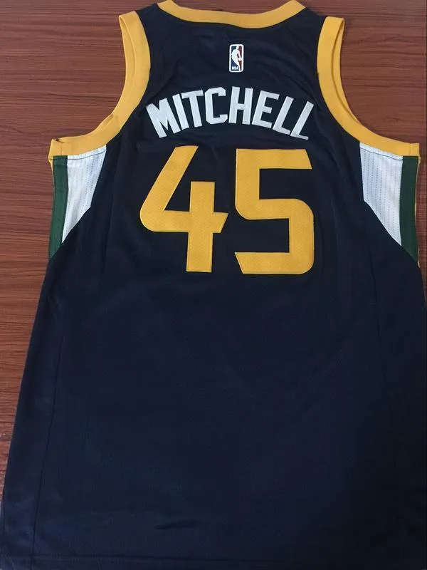 Men 45 Donovan Mitchell Jersey Black Utah Jazz Jersey Fanatics Swingman