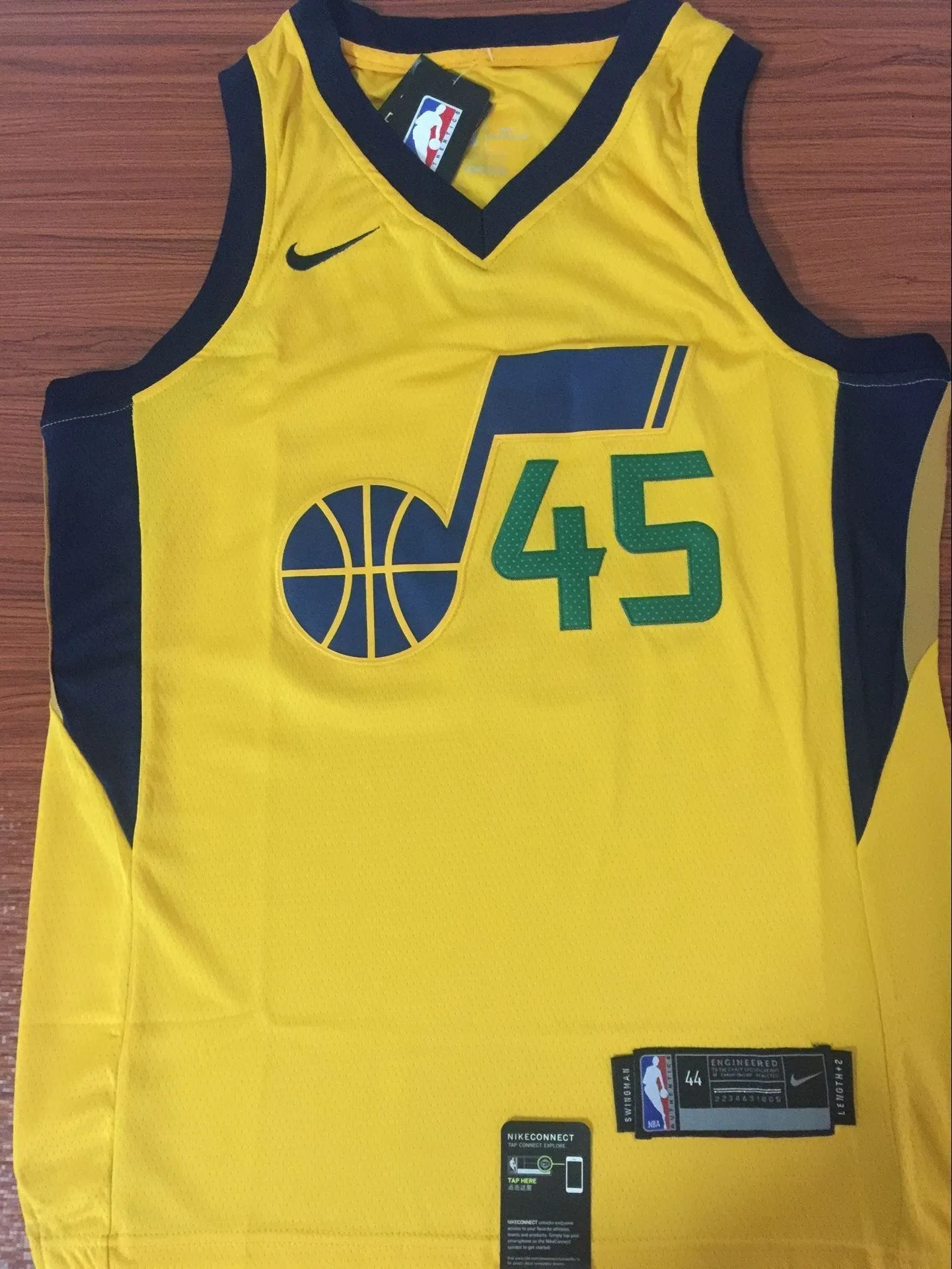 Men 45 Donovan Mitchell Jersey Yellow Utah Jazz Swingman Fanatics