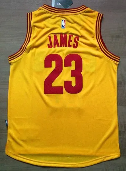Men CAVS 23 Lebron James Swingman Jersey Yellow Cleveland Cavaliers Jersey