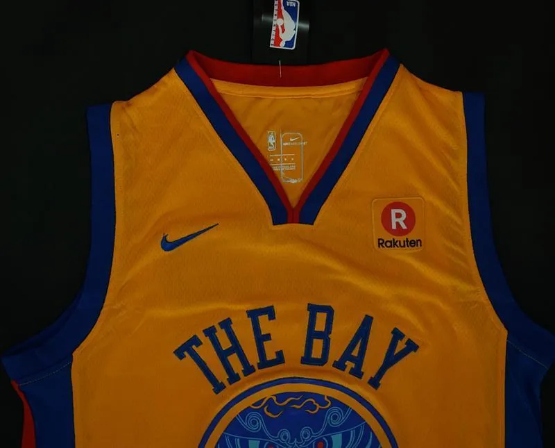Men Golden State Warriors 11 Klay Thompson Jersey Yellow the Bay
