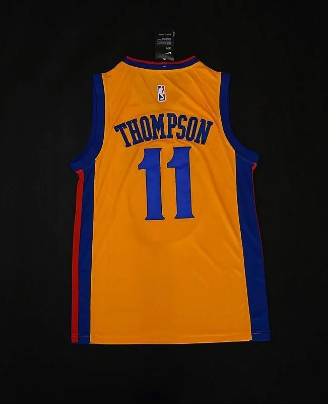 Men Golden State Warriors 11 Klay Thompson Jersey Yellow the Bay