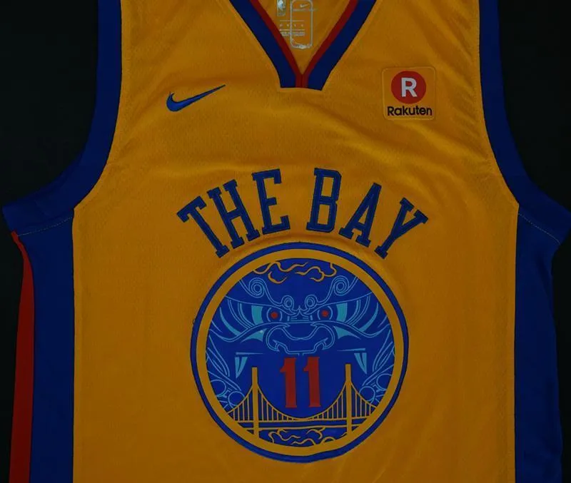Men Golden State Warriors 11 Klay Thompson Jersey Yellow the Bay
