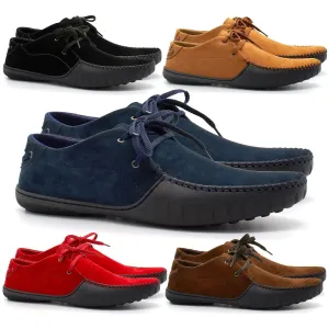 Mens Casual Suede Leather Lace Up Smart Trainers Loafers Shoes