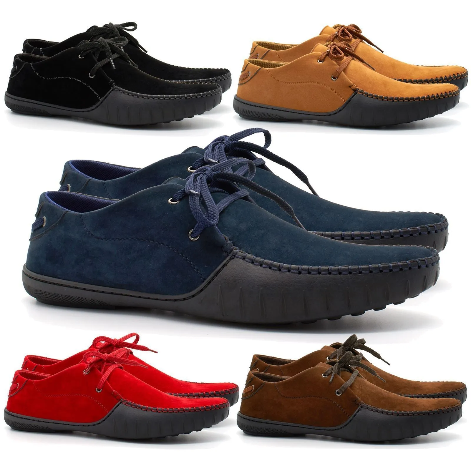 Mens Casual Suede Leather Lace Up Smart Trainers Loafers Shoes
