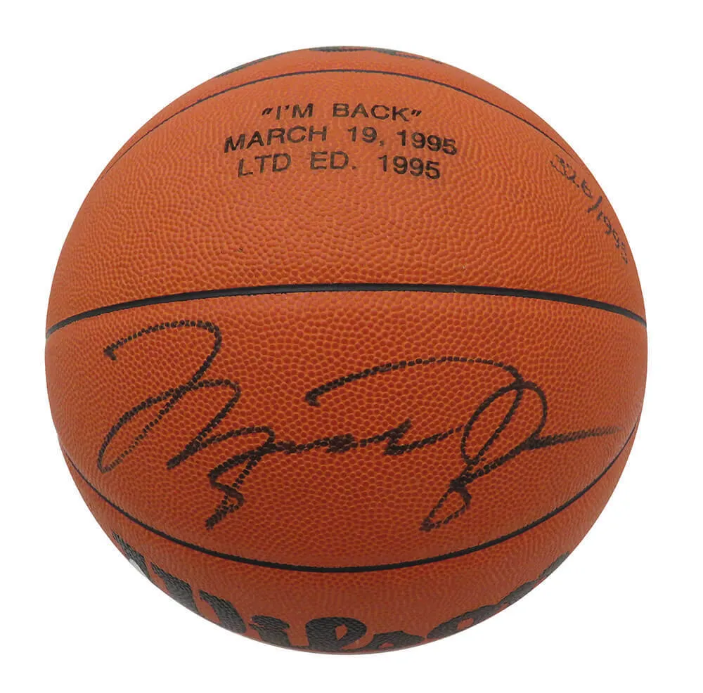 Michael Jordan Signed Wilson Jet "I'm Back" Engraved Basketball (#326/1995)(UDA)