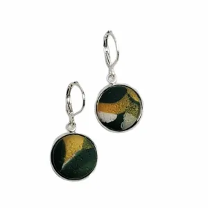 Milwaukee Bucks Dangle Earring - 14mm Round Bezel - Stylish Fan Accessory