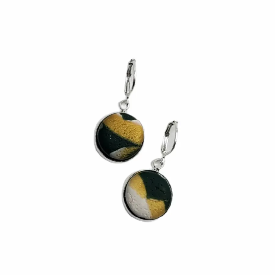 Milwaukee Bucks Dangle Earring - 14mm Round Bezel - Stylish Fan Accessory