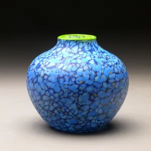 Native Vessel in Blue Handblown Glass Vase by Thomas Spake Studios