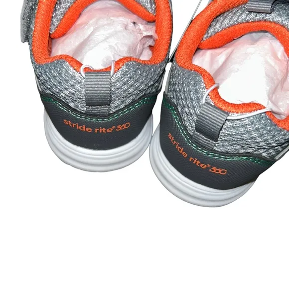 New Stride Rite 360 boys azaria Sneakers kid size 10 orange/gray