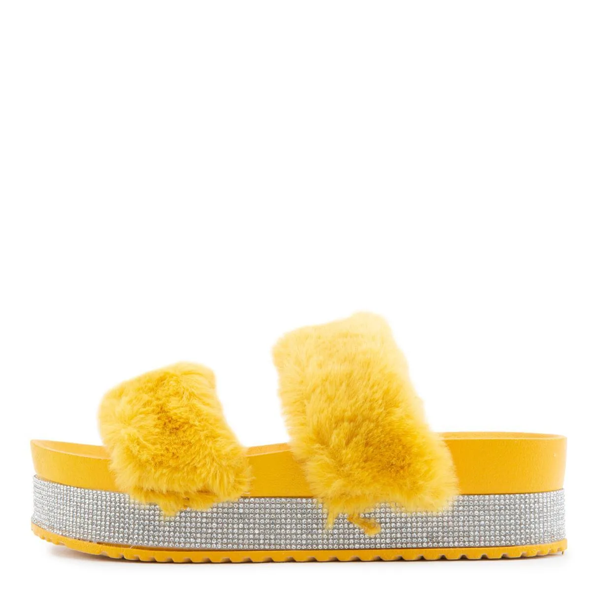 Nighttime-03 Double Band Fur Sandals