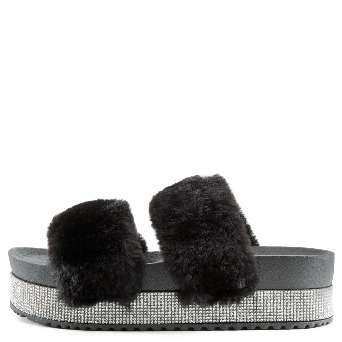 Nighttime-03 Double Band Fur Sandals