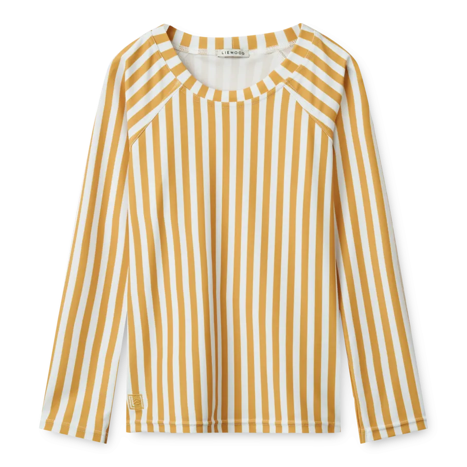 Noah Pinstripe Long Sleeve Swim Top (Yellow Mellow)