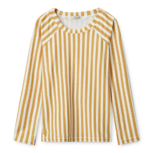 Noah Pinstripe Long Sleeve Swim Top (Yellow Mellow)