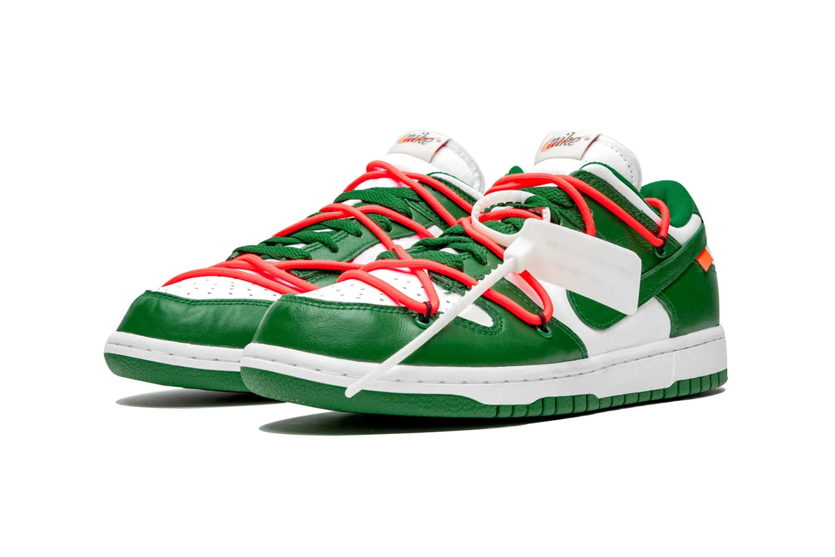 OFF-WHITE X NIKE Off-White x Nike Green/White Leather Dunk Low Top Sneakers Size 46