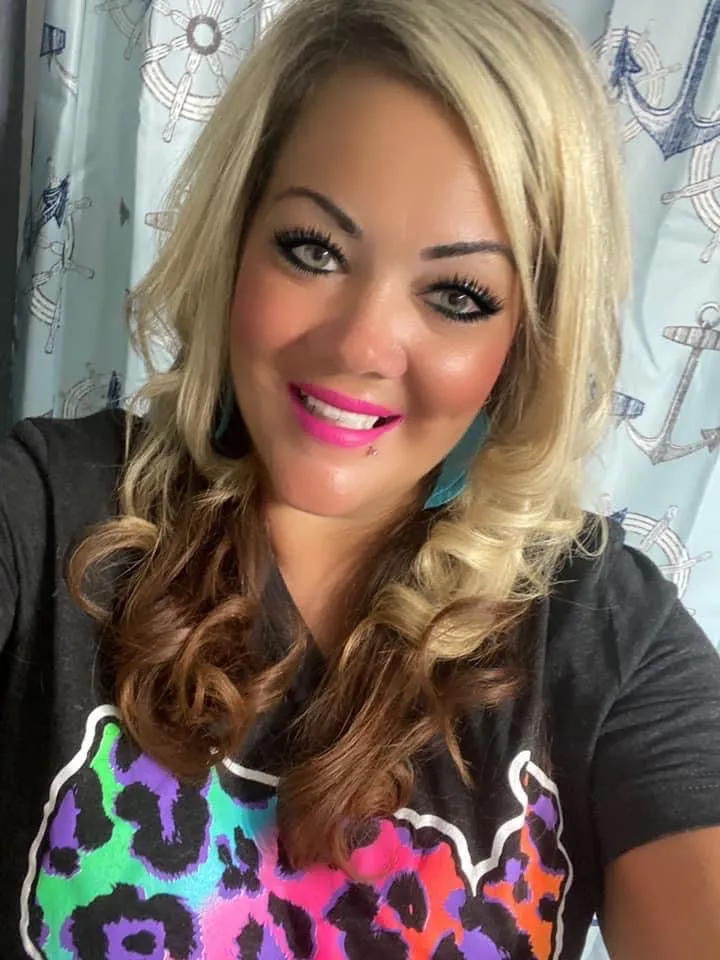 {PARTY IN THE U.S.A.} Neon Leopard Char-Black V-Neck Tee