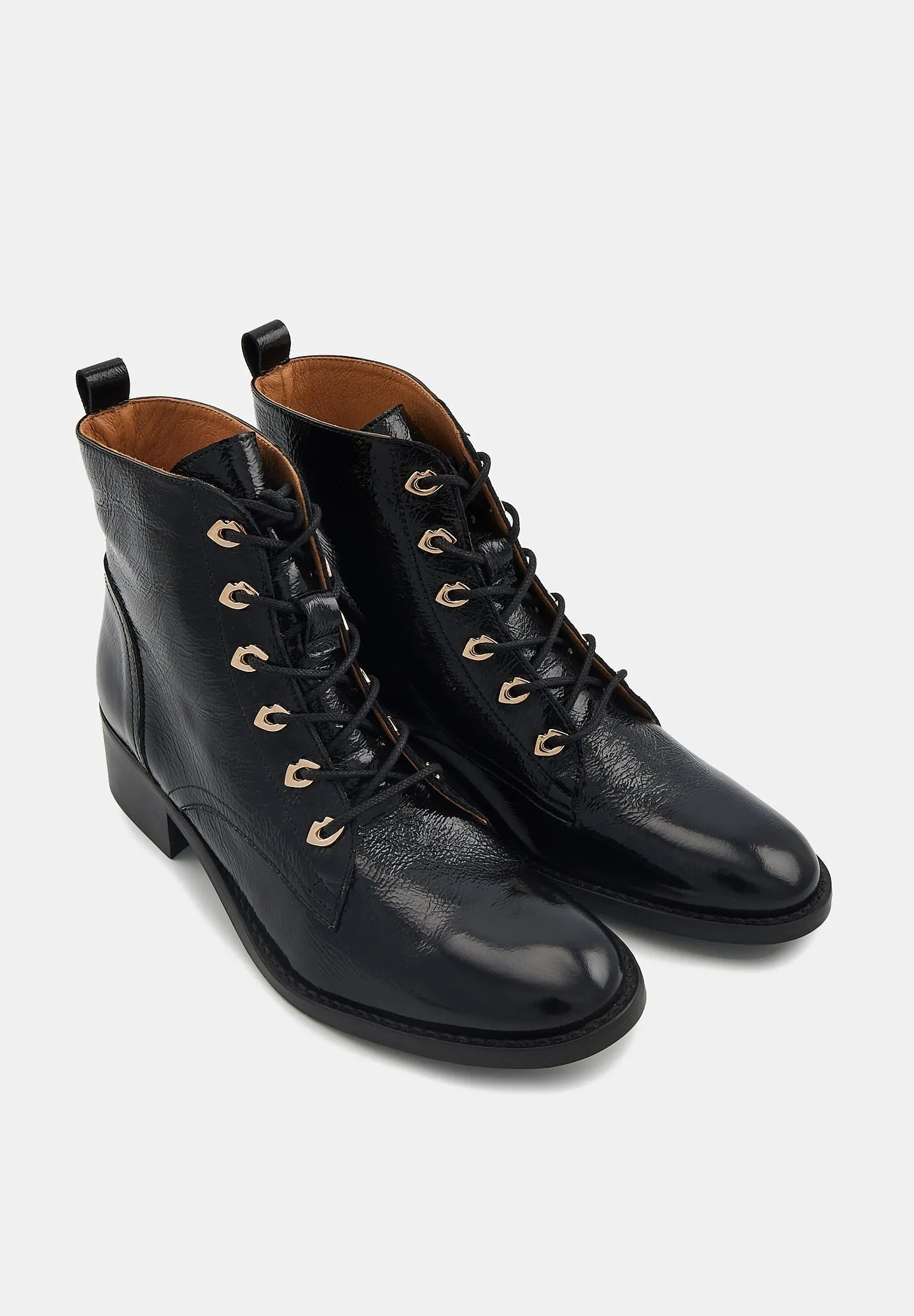 Paulette-Cuir Brillant Noir