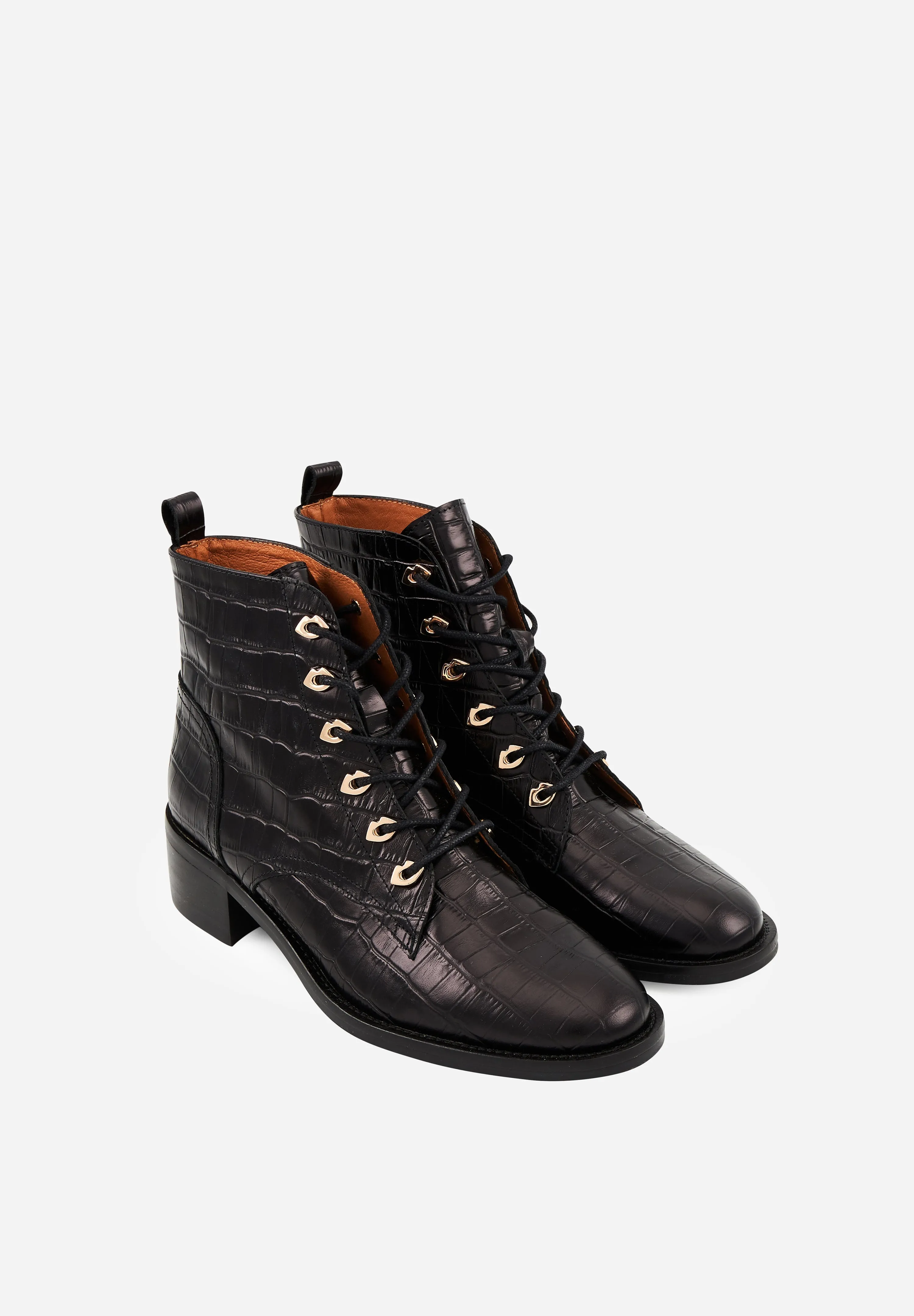 Paulette-Cuir façon Croco Noir