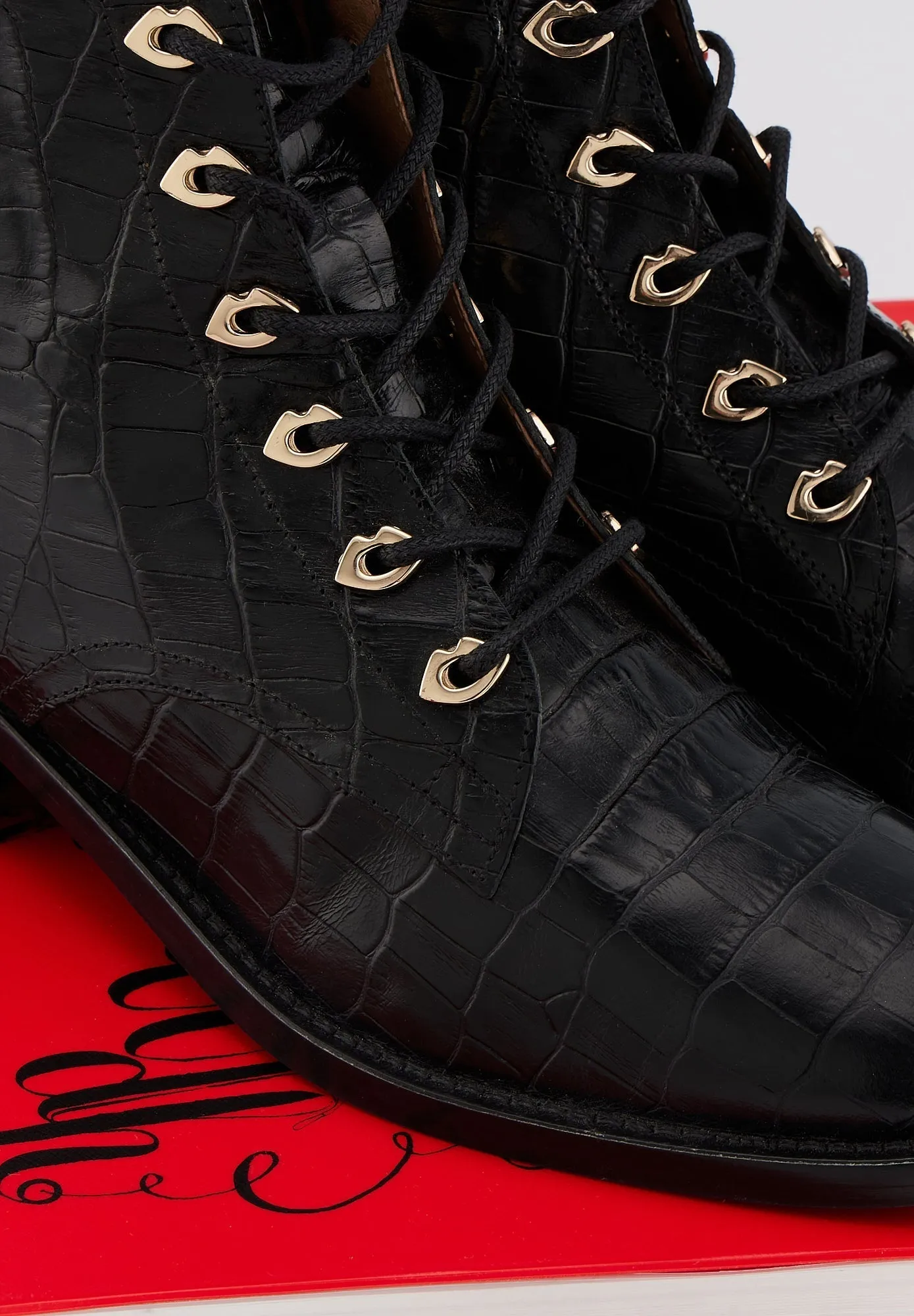 Paulette-Cuir façon Croco Noir