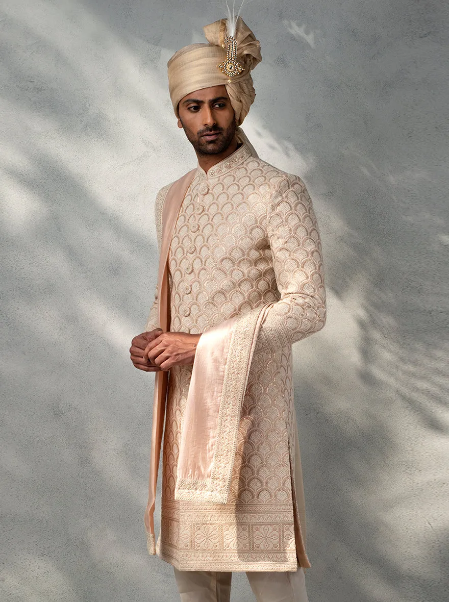Peach Sherwani | TULA