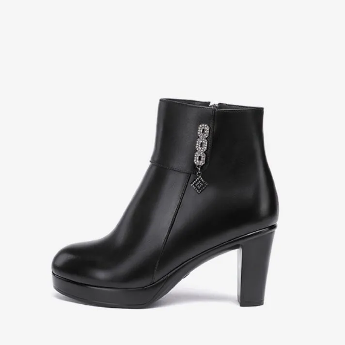 Petite Size Block Chunky Heel Boots AP28