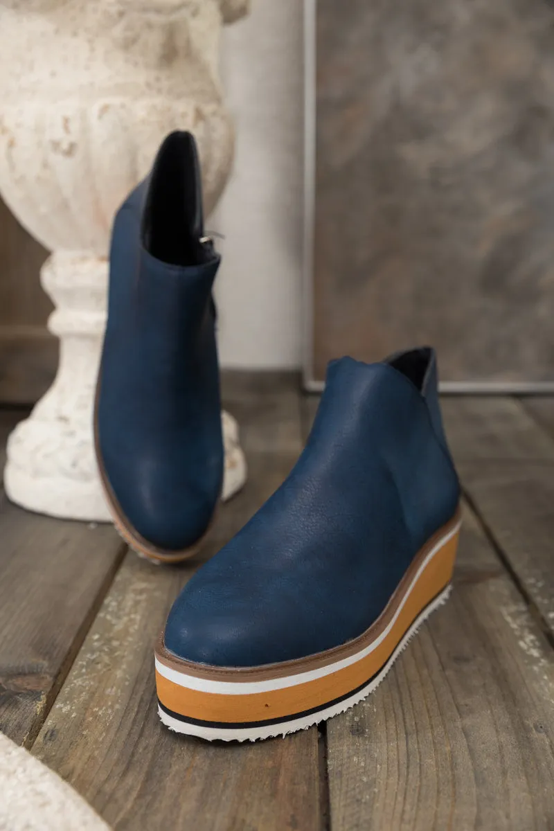 Platform Ankle Boot - Navy