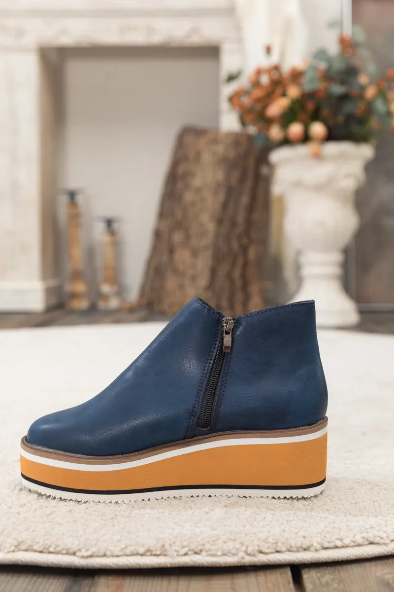 Platform Ankle Boot - Navy