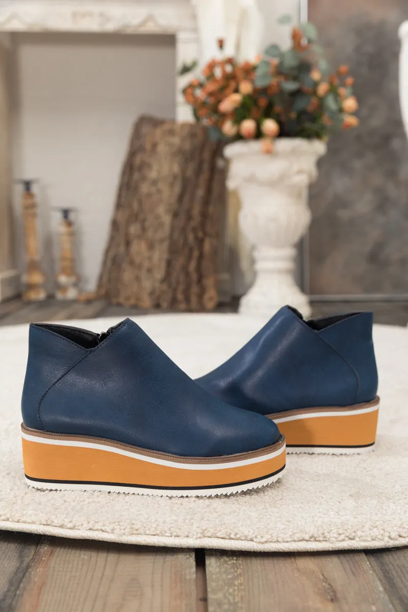 Platform Ankle Boot - Navy
