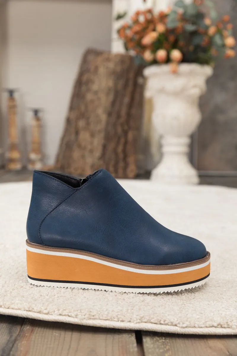 Platform Ankle Boot - Navy