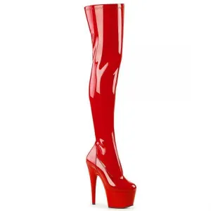 Pleaser | Lak Platform Thigh Boot  | Red