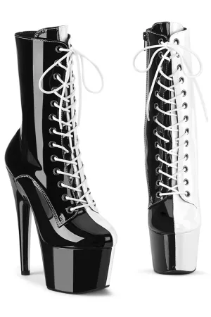 Pleaser USA Adore-1040TT 7inch Pleaser Boots - Patent Black/White