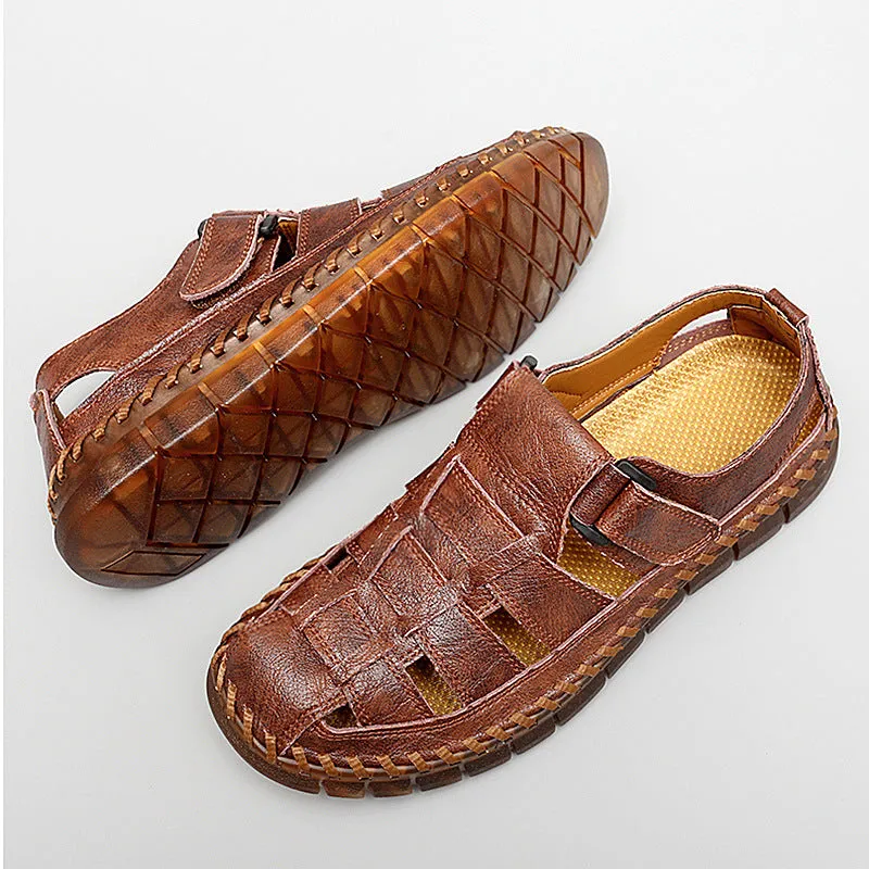 Plus Size Men's Beach Sandals Retro Hollow Out