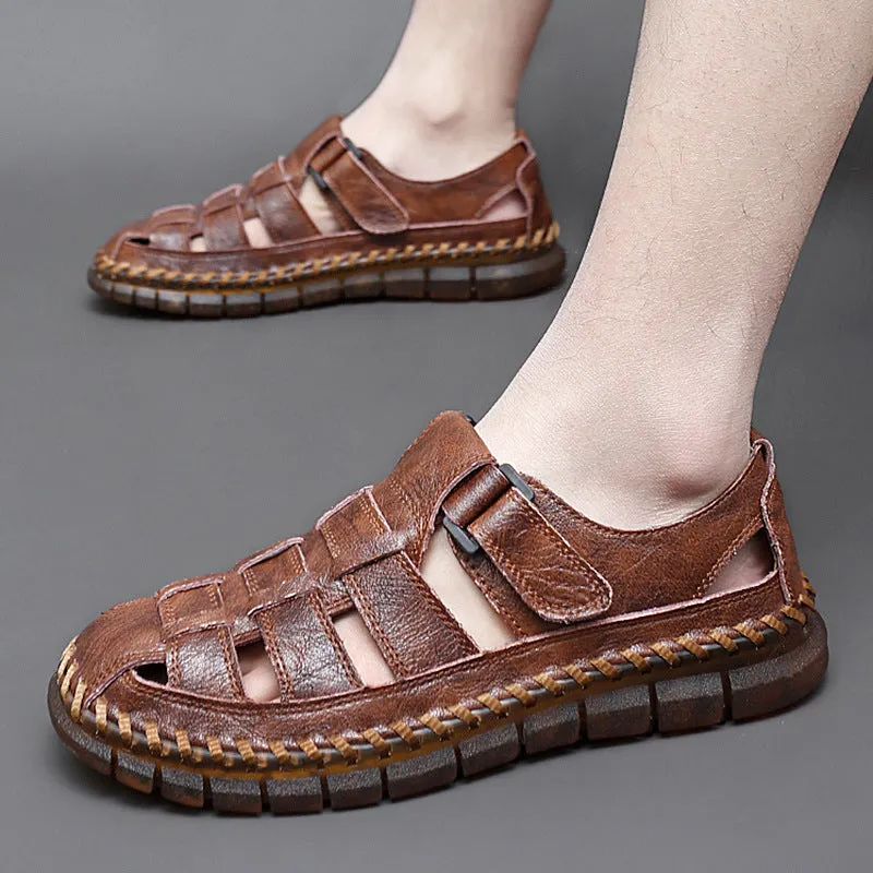 Plus Size Men's Beach Sandals Retro Hollow Out